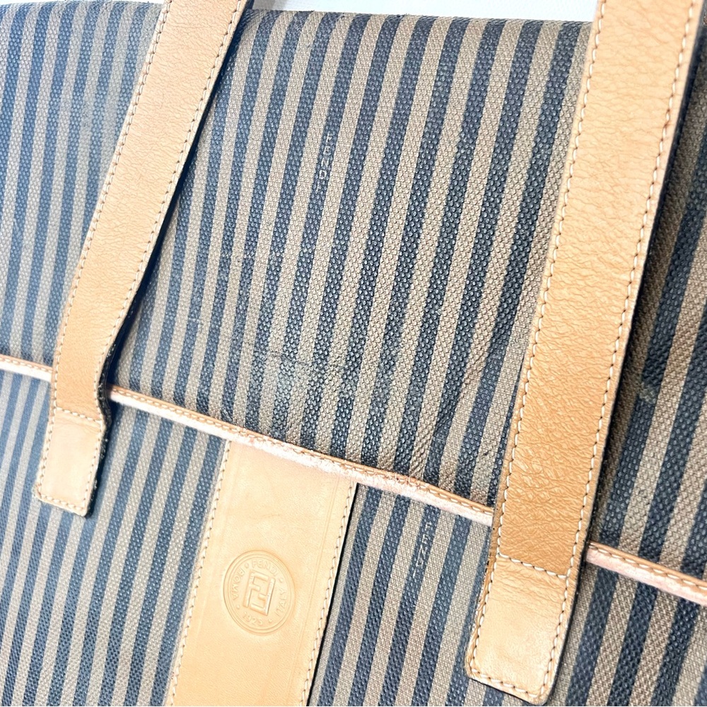 Vintage Fendi large brief shoulder bag striped logo serial number - Picture 10 of 15